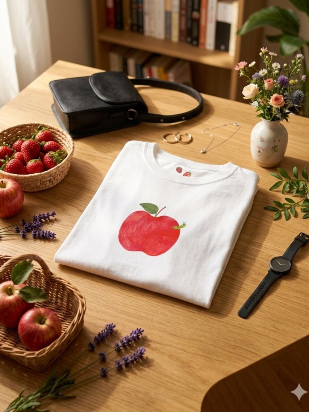 Apple Bug Baby Tee 🍎| Cute Fruit Cottagecore Crop Top | Y2K Coquette Aesthetic